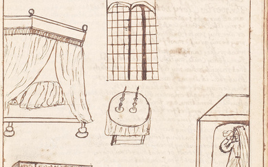 MANUSCRIPT – EMBLEM BOOK Illustrated manuscript notebook, "Loves Emblems", [late...