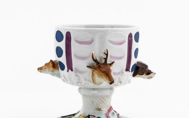 MID-19TH C. CONTINENTAL PORCELAIN FOOTED HUNT CUP