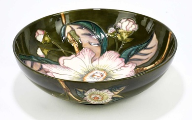 MOORCROFT; a footed bowl in the 'Gustavia Augusta' pattern, diameter...
