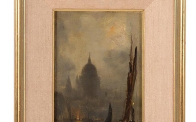 Manner of James McNeill Whistler, A view of the Thames with St. Paul's Cathedral beyond