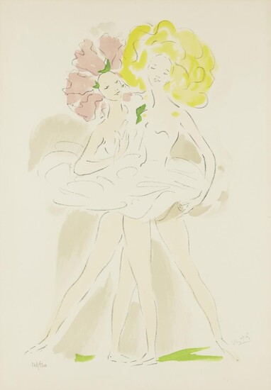 Marcel Vertes, French 1895-1961, Two ballerinas; lithograph in colours on wove, signed and numbered 148/220 in pencil, blind stamped GG, visible image: 63.5 x 44 cm, (framed) (ARR)
