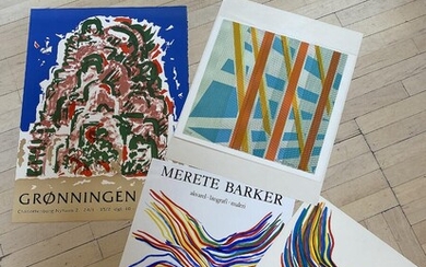 NOT SOLD. Merete Barker: Two lithographs and a lithographic poster. Signed Merete Barker. Lithographs in colours and offset print. Sheet size 48-55 x 50-76 cm. (4) – Bruun Rasmussen Auctioneers of Fine Art