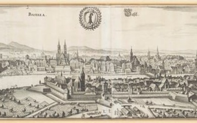 Merian, Matthäus Basel. Basilea. Kupferstich aus Merians Topographia Helvetiae. Um 1640. 21 x
