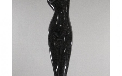 Mid-Century Design Black Ceramic Female Torso Sculpture
