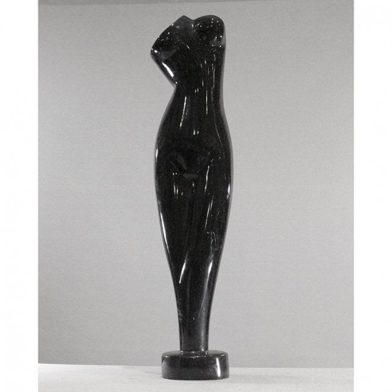Mid-Century Design Black Ceramic Female Torso Sculpture