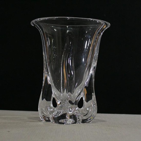 Mid-Century Modern Free Form Crystal Glass Vase Signed
