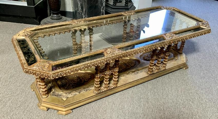 Mid Century Ornate Gilt & Mirrors Coffee Table