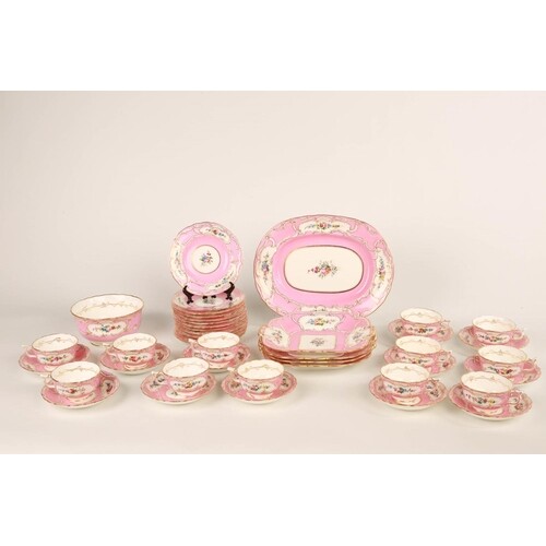 Minton 42 piece 'Pink Set' part tea set, 12 tea cups and sau...
