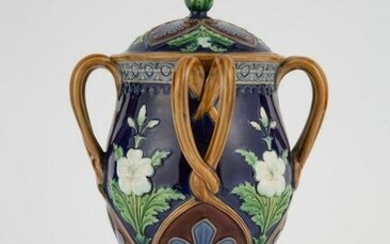 Mintons Majolica 'Shrewsbury' Cobalt-Blue Ground Vase