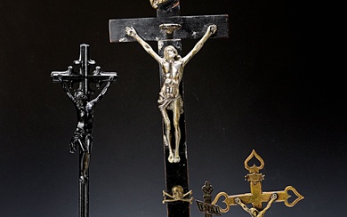 Mixed lot of crucifixes, mostly 19th century, crucifix with neo-Gothic...