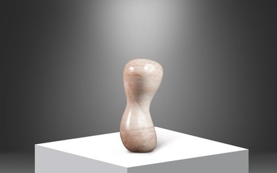 Modern Abstract Oblong "Arrokoth" Sculpture in Solid Alabaster by Mark Leblanc for Mark Leblanc