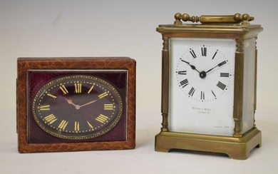 Morocco mounted desk clock and Mappin & Webb gilt metal carriage timepiece