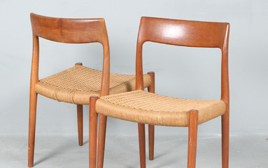 NIELS OTTO MØLLER. for JL Møllers Møbelfabrik, Two Chairs, “Model 77”, Denmark, 1960s.