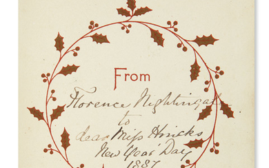 NIGHTINGALE, FLORENCE. Christmas card, Signed and Inscribed: "Florence Nightingale / to / dear...