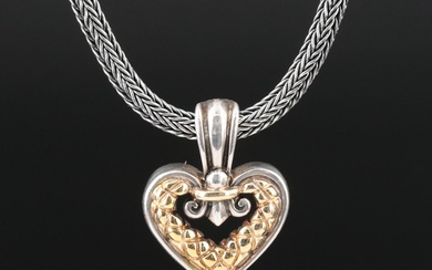 Nancy & David Sterling and 14K Enhancer Pendant and Sterling Chain