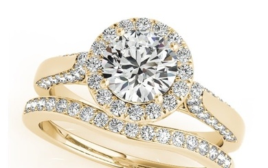 Natural 2.38 CTW Diamond Engagement Ring SET 18K Yellow Gold