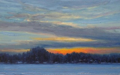 Norman R. Brown Original Oil On Panel "Frozen Lake" 8" x 10"
