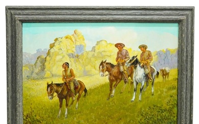 Oil On Panel Western Painting