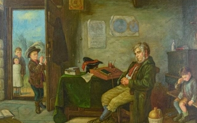 Oil on Canvas, Interior Scene