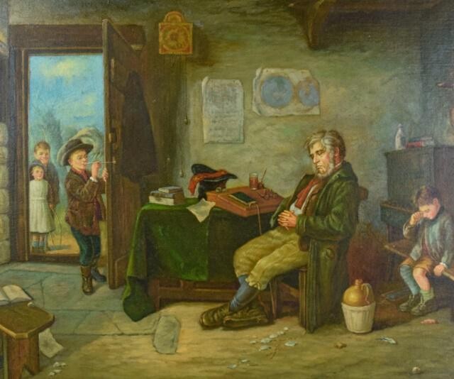 Oil on Canvas, Interior Scene