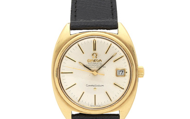 Omega. A gold plated stainless steel automatic calendar wristwatch Constellation,...