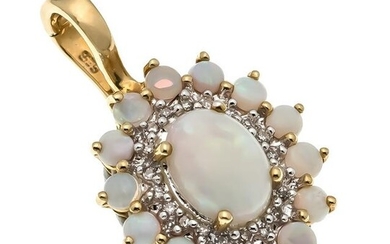 Opal diamond clip pendant