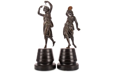 PAIR OF FRENCH BRONZE BACCHANT FIGURES 19TH CENTURY