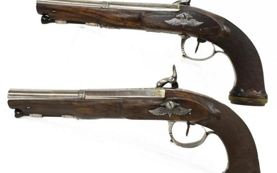 (PAIR) ORNATE ROYAL ARMS NAPLES PERCUSSION PISTOLS