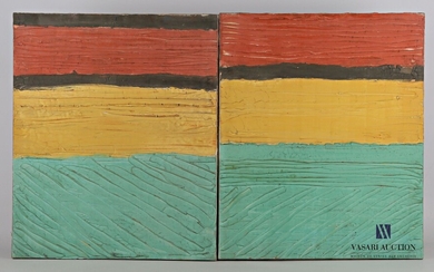 PASSANITI Francesco (né en 1952) Diptyque : Composition rouge jaune et vert Huiles sur toile...