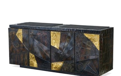 PAUL EVANS (1931-1987) PE-40A Cabinetcirca 1967for Directional, welded, gilt, and enameled steel...