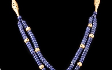 PRE-COLUMBIAN STYLE BEAD & YELLOW GOLD NECKLACE