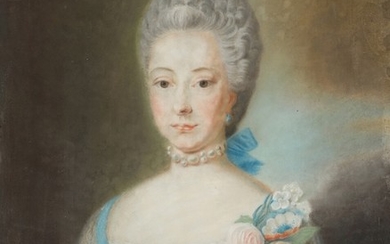 Painter unknown, 18th century: A portrait of Countess von Rantzau b. Kaas. Pastel on paper. Visible size 64×51 cm.