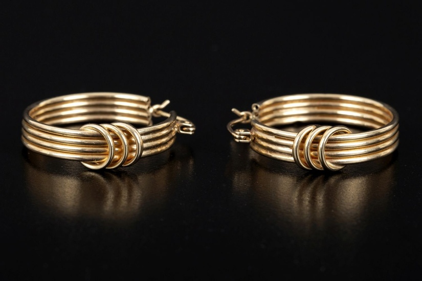 Pair of 14K gold hoop earrings