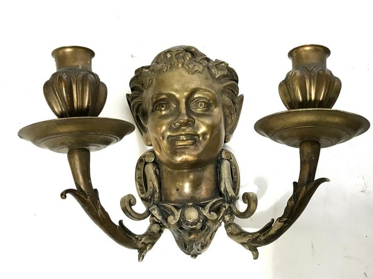Pair of Antique Gilded Bronze Wall Sconces