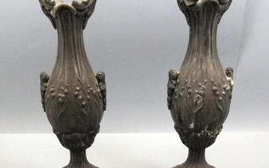 Pair of Art-Nouveau Spelter Vases