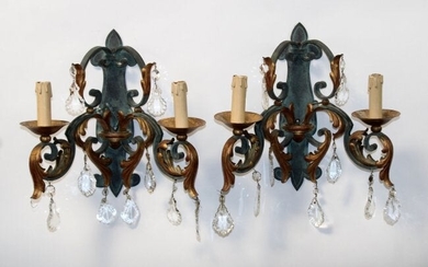Pair of French wrought iron wall sconces