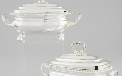 Pair of George III Silver Oval Covered Sauce Tureens