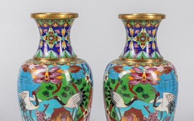 Pair of Japanese CloisonnÃ© Cabinet Vases