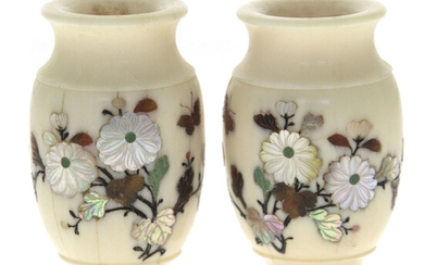 Pair of Japanese Small Shibayama Vases.