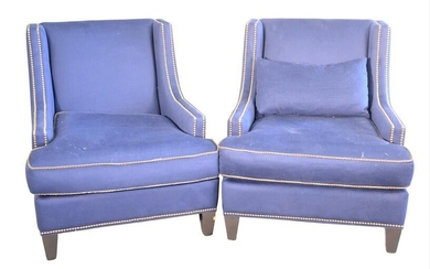 Pair of Jessica Charles Custom Upholstered Club Chairs
