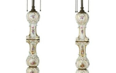 Pair of Johann Gottlob Thieme Porcelain Lamps