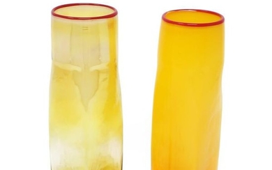 Pair of Signed Studio Glass Vases by Bill Burch for