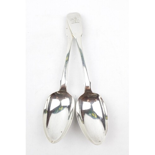 Pair of Silver fiddle pattern table spoons by John James Whi...