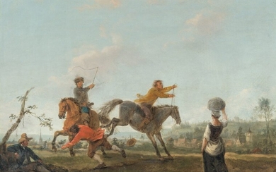 Peasants taming a wild horse
