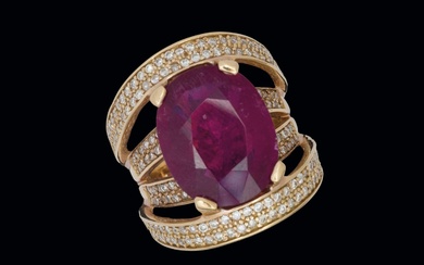 Pink tourmaline and diamond ring