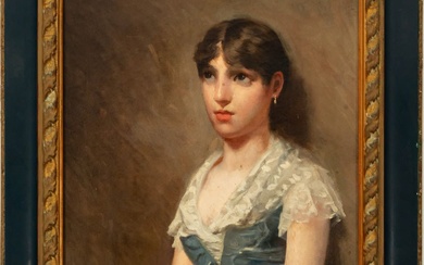 Portrait de femme, école espagnole, 19e siècle Huile sur toile. Dimensions sans cadre : 61...