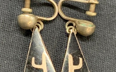 Pr JCM Sterling Silver & Stone Clip On Earrings