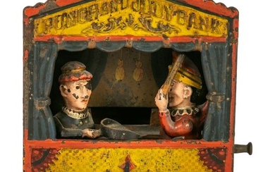 Punch and Judy Cast Iron Mechanical Coin Bank 1884