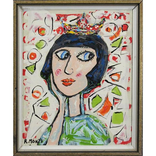 R. Monti, Oil/c Princess Portrait in Abstract