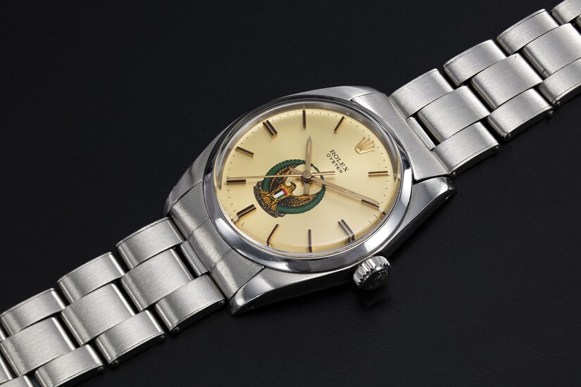 ROLEX, A STEEL OYSTER WRISTWATCH WITH UAE ARMED FORCES LOGO